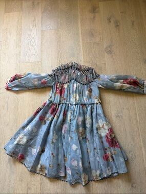 Zimmermann Light Blue Floral Off-Shoulder Dress